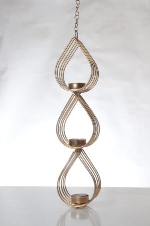 Modern Golden Tea Light Candelabra - 16  ′′   Iron Loop Candle Holder