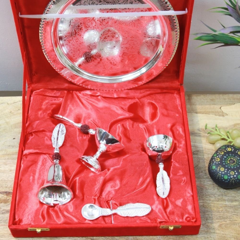 Silver Pooja Thali Set - Image 4