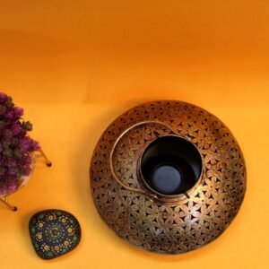 Wide Iron Jali Lantern – 10  ′′   Moroccan Style Lamp for Festive Decor