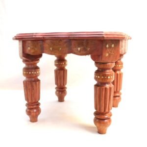 Handcrafted Wooden Table with Intricate Inlay Work