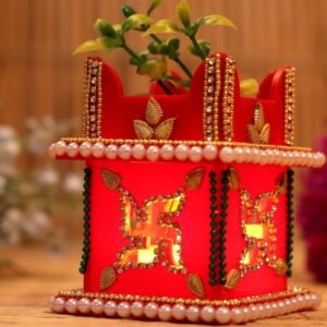 Handcrafted LED Swastik Votive Holder (3 Inch) | Auspicious Diwali Decor