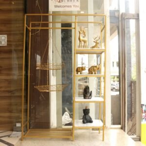 METAL RACK WITH BASKET AND MARBLE TOP