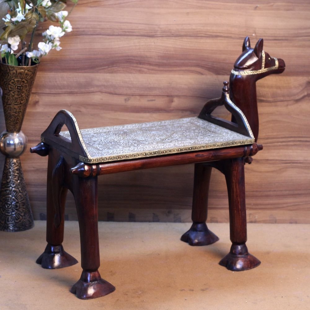 Wooden Camel Bench Brass furniture - Image 5