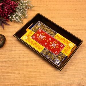 Hand-Painted Wooden Serving Tray – 16 ′′ Large Festive Decor Platter
