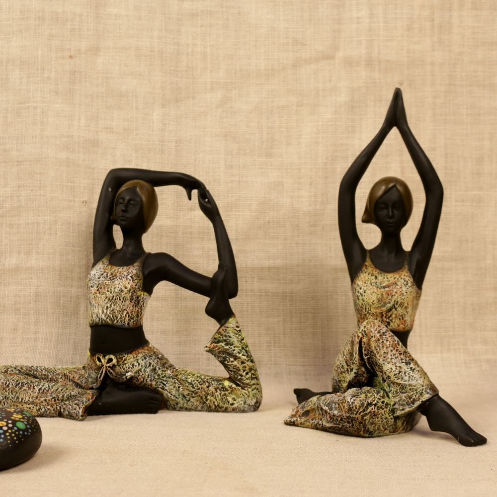 Set of 3 Yoga Figurines - 11.5 ′′ Resin Sculptures for Wellness and Home Decor - Image 3