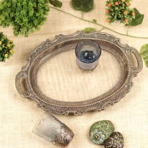 METAL & FIBER OVAL SERVING TRAY