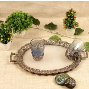 METAL & FIBER OVER SERVING TRAY