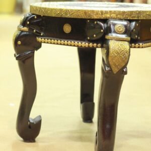 Brass 4 Side Elephant Round Stool
