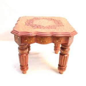 Handcrafted Wooden Table with Intricate Inlay Work