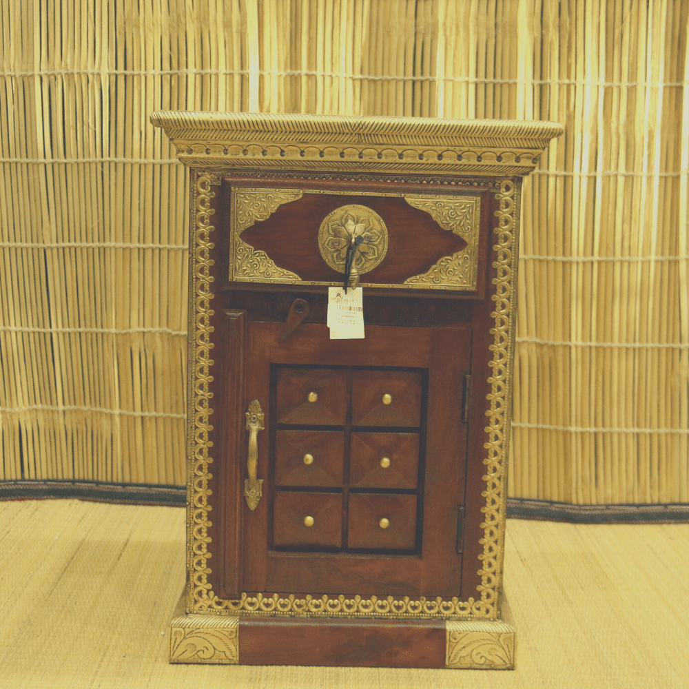 Wooden Bedside Brass Furniture - Image 2