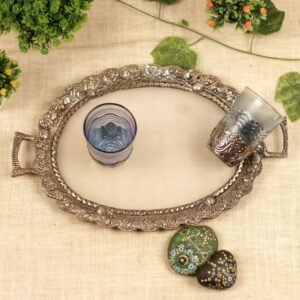 METAL & FIBER OVER SERVING TRAY