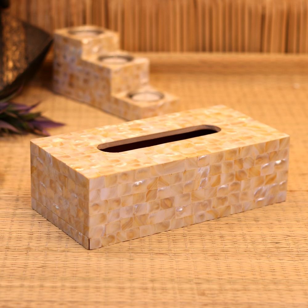 White Mother Of Pearl Tissue Box - Image 5