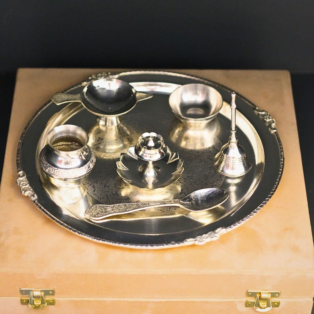 Deluxe Silver Pooja Thali Set (Super) | Complete Aarti Kit & Premium Gift - Image 4