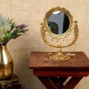 Brass Tabletop Mirror with Intricate Design