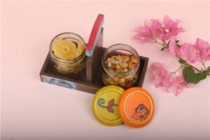 Handpainted Wooden Dual Jar Dry Fruit TraY
