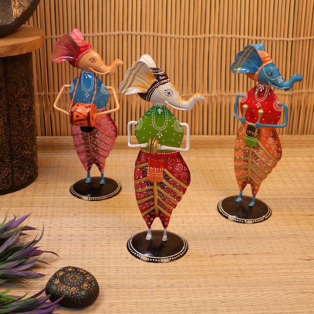 Colorful Elephant Musician Figurines - Image 3