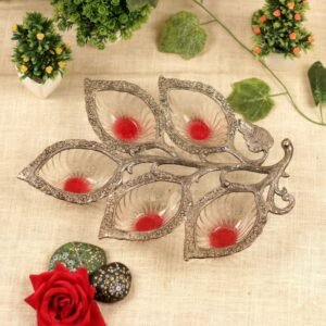 METAL SILVER 5 LEAF TRAY