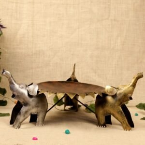Handcrafted Iron Elephant Decorative Stand – Elegant Home & Festive Décor