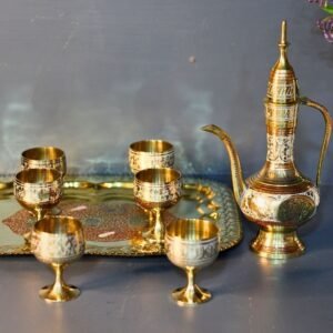 Brass Jaam Set 6 Glass