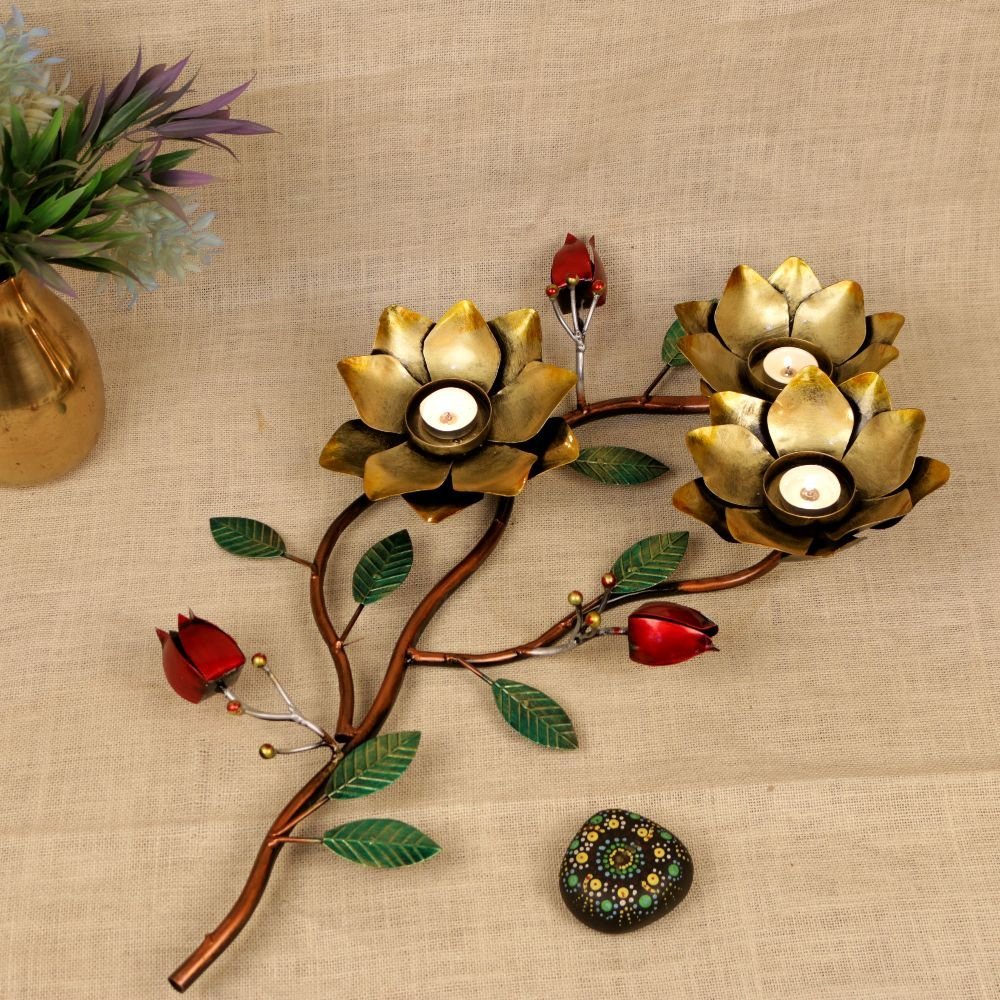 Metal Flower Wall Candle Holder - 26 ′′ Iron Vine for Festive Decor - Image 2