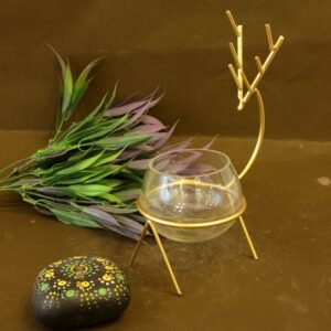 Deer Shaped Glass Bowl with Golden Stand – Unique Decorative Home Decor || Christmas Special Decor