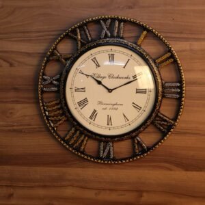 Wooden Wall Clock with Intricate Design