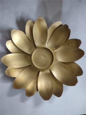 Golden Flower Tea Light Holder - 5  ′′   Metal Lotus Diya for Festive Decor