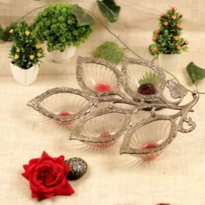 METAL SILVER 5 LEAF TRAY