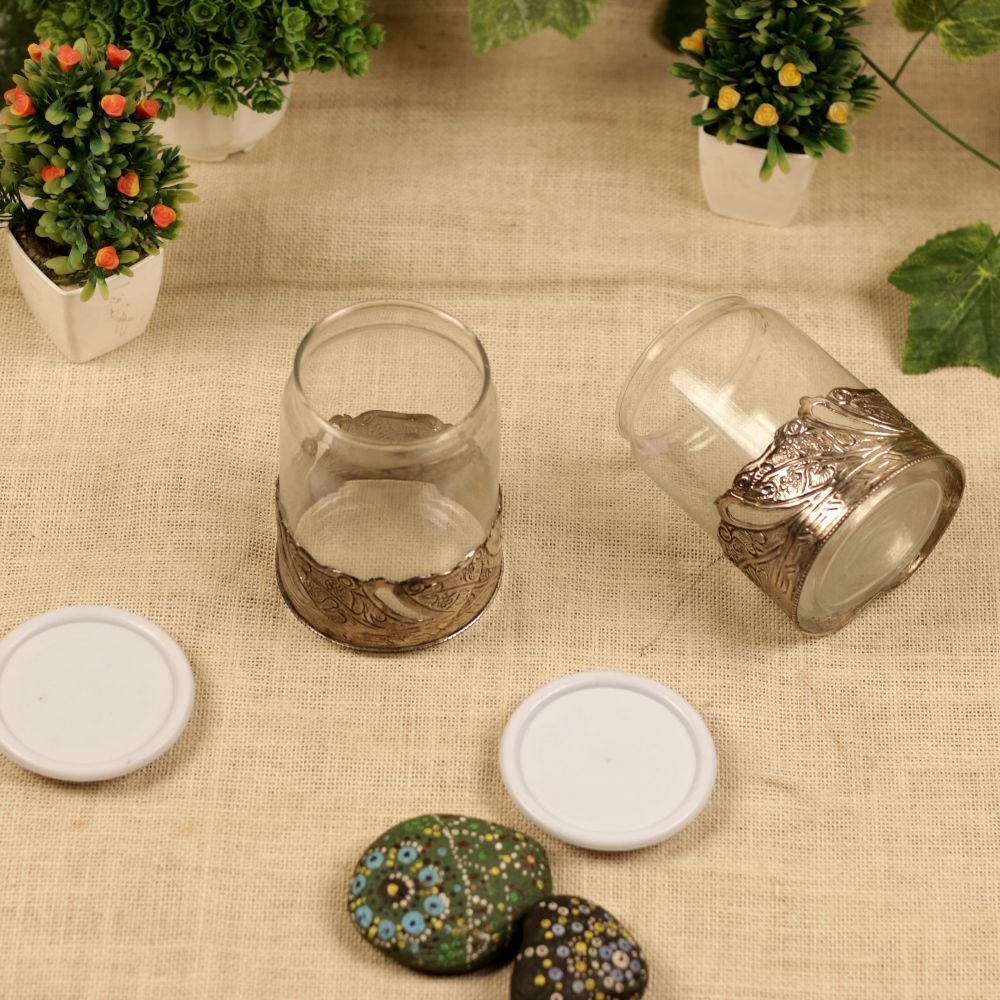 METAL FINISH GLASS 2 JAR SET - Image 3