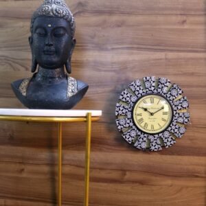 Wooden Wall Clock with Floral Design