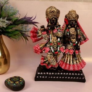 Exquisite Black & Gold Radha Krishna Idol – Perfect Resin Murti for Home Temple & Diwali Puja