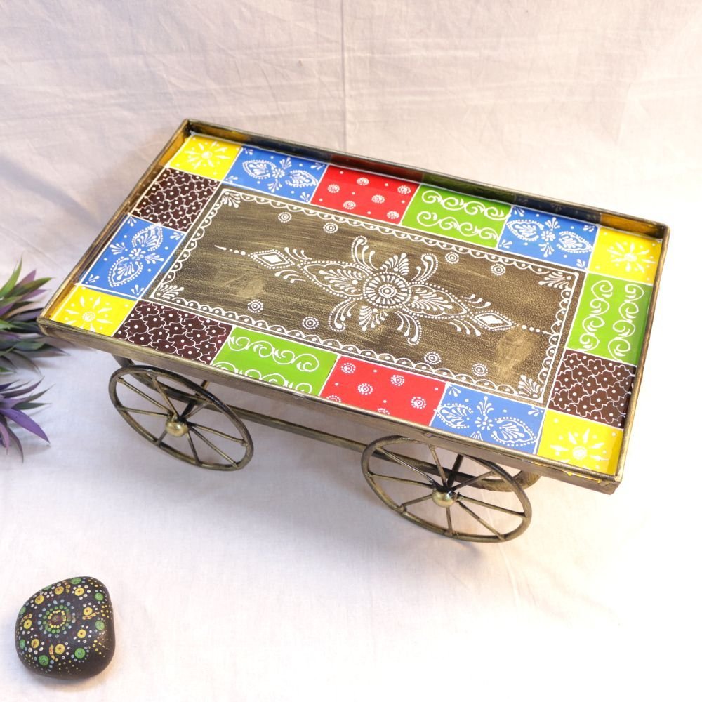 Colorful Metal Cart with Wheels - Image 3