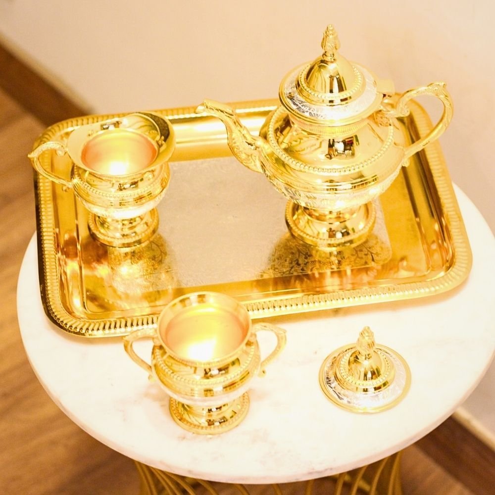Brass Golden Jug Set W/2 Glass With Box - Image 4