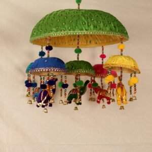 Colorful Handcrafted Elephant Mobile / Chandelier (Jhoomer) 16×12 | Festive Ceiling Decor