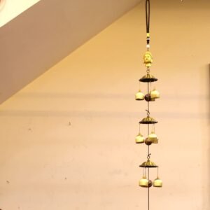 Handcrafted Metal Buddha Head Wind Chime (29 in) | Auspicious Home & Garden Bell