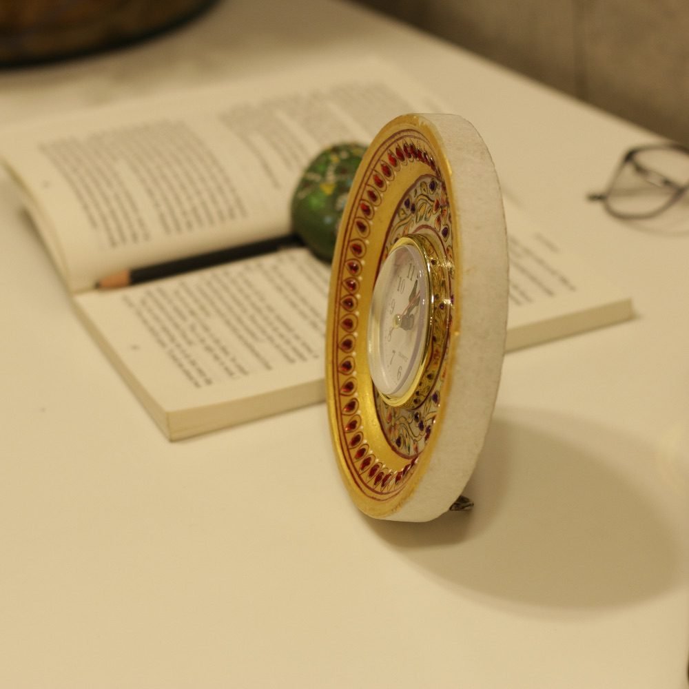 Marble Table Clock with Intricate Designs - Image 2