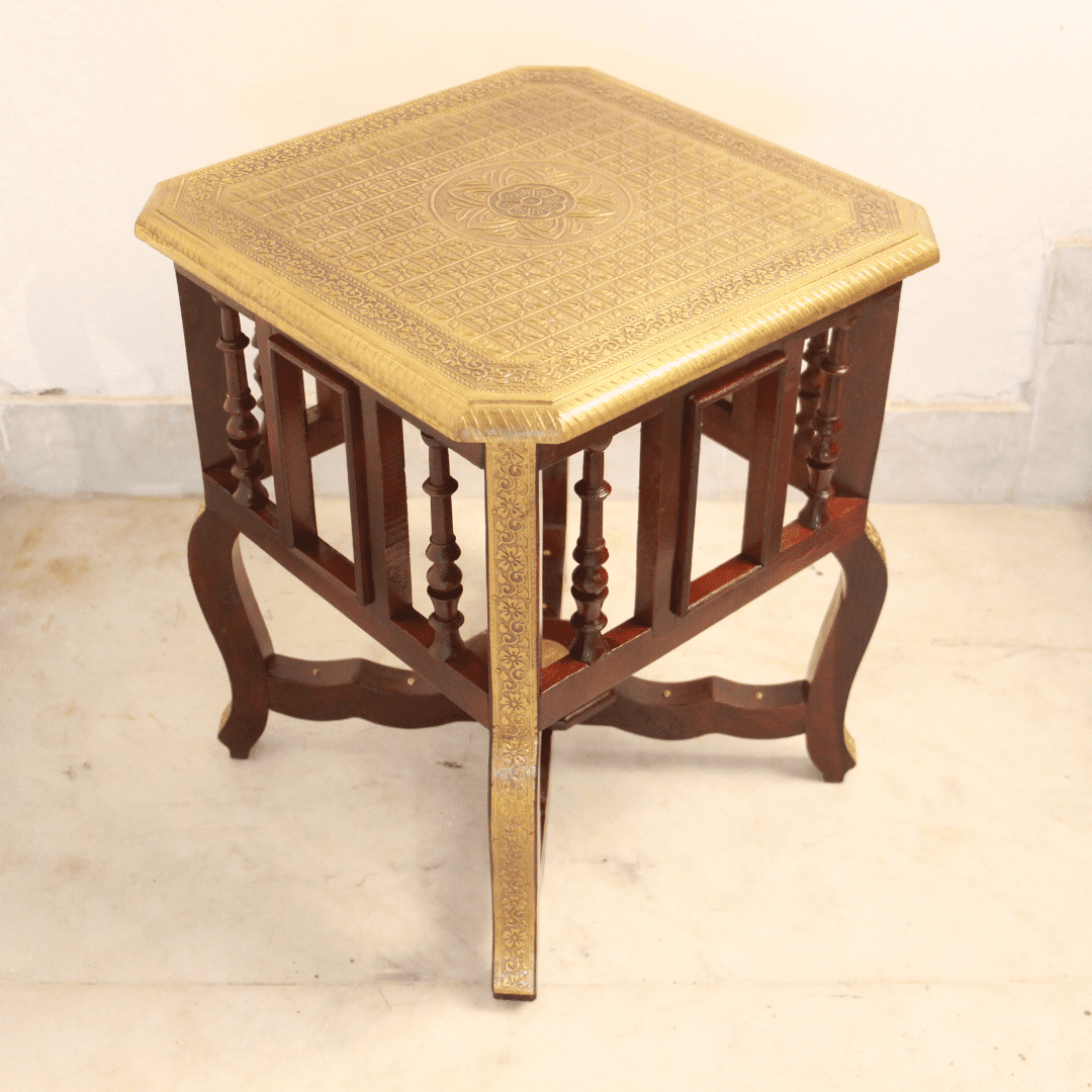 Brass Tile Stool 16x16x18 - Image 4