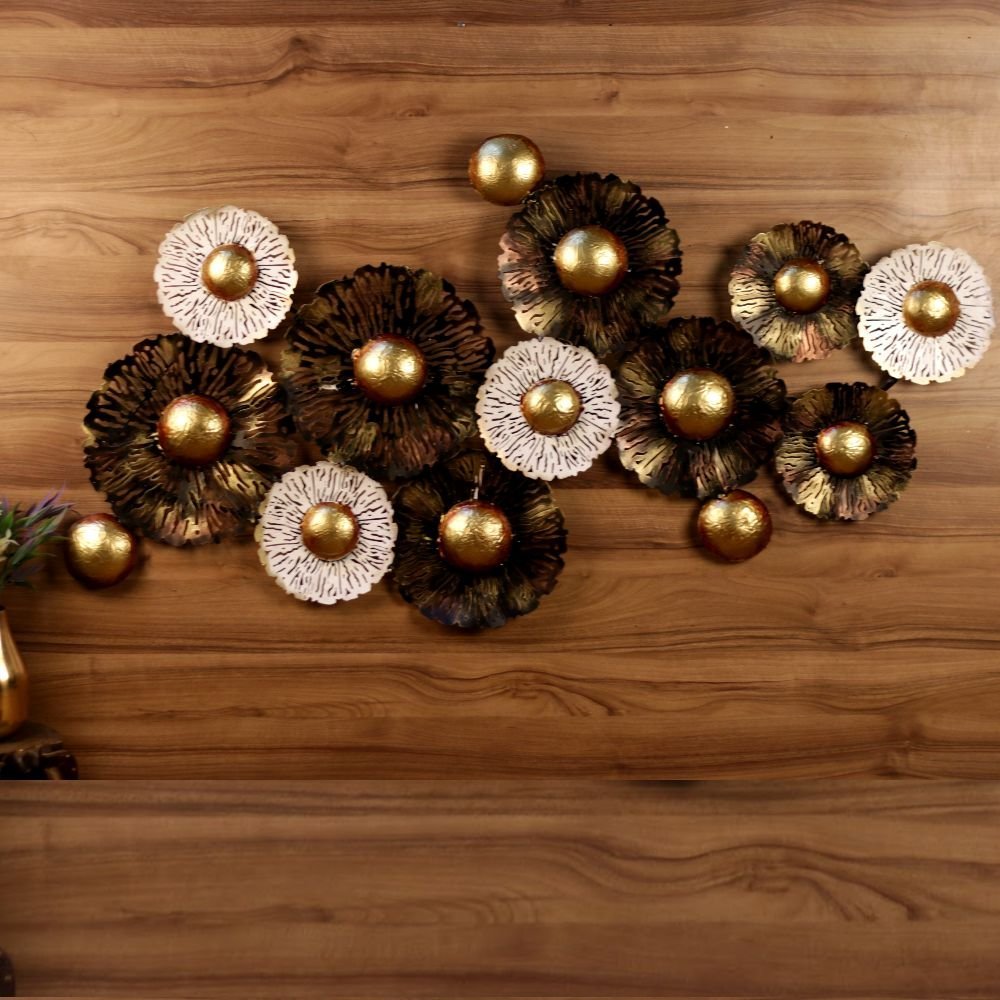 Golden Floral Iron Wall Art