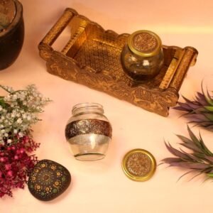 Wooden Spice Rack with Glass Jars