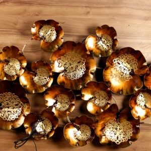 Golden Floral Iron Wall Art
