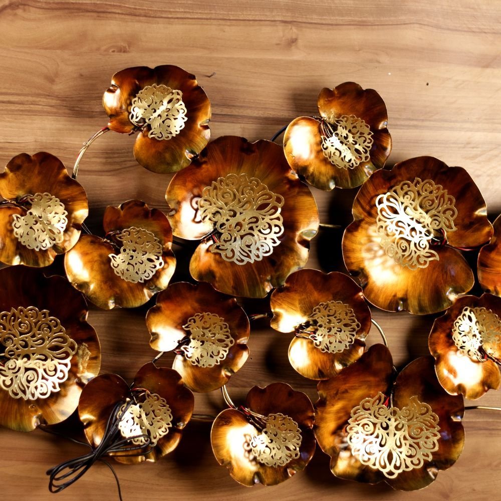 Golden Floral Iron Wall Art - Image 2