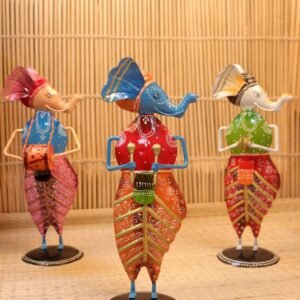 Colorful Elephant Musician Figurines