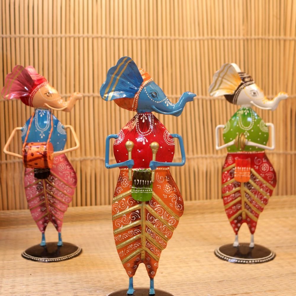 Colorful Elephant Musician Figurines - Image 2