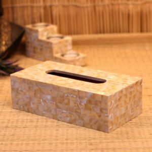 White Mother Of Pearl Tissue Box