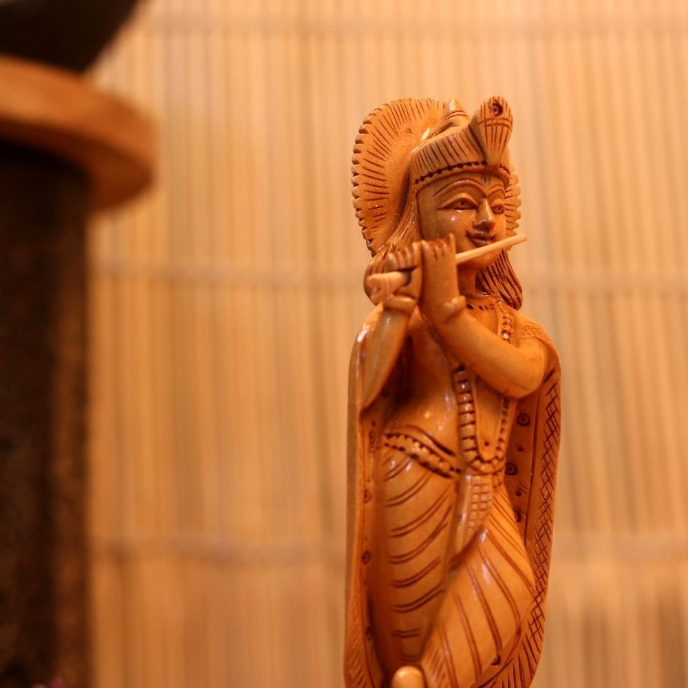 Wooden Krishna With Basuri 8 INCH - Image 3