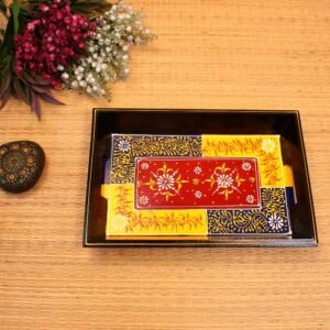 Hand-Painted Wooden Serving Tray – 16 ′′ Large Festive Decor Platter