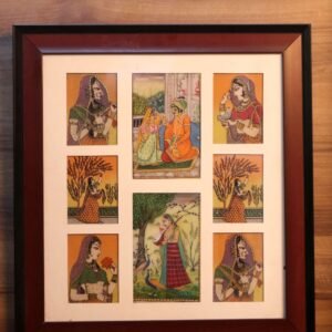 Framed Miniature Art Print – 17 ′′ Wooden Rajasthani Style Wall Decor