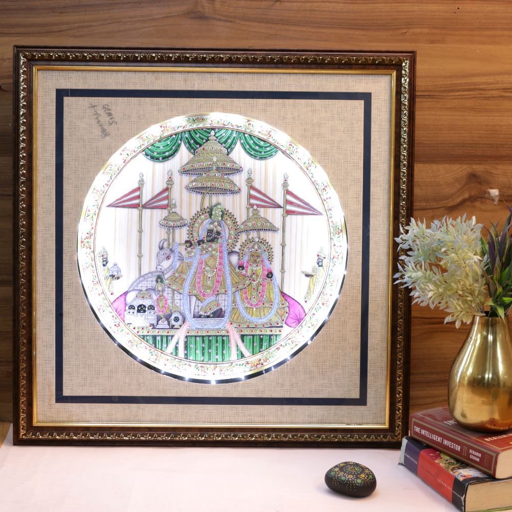 Divine Radha Krishna Framed Painting | Premium Home Temple God Idols & Janmashtami Gift - Image 2