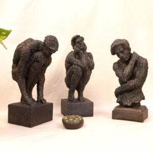 Set of 3 Abstract Resin Human Figurines (12 in) | Modern Minimalist Showpiece