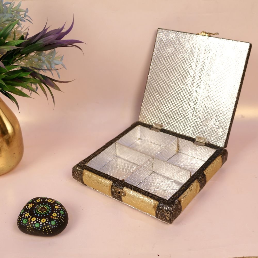 Ornate Wooden Storage Box - 8 cm Festive Decor with Beautiful Flower Design - Image 2